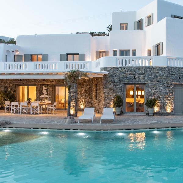 Ferienhaus mykonos Luxusvilla mieten griechenland privater pool meerblick sandstrand finest greek villas